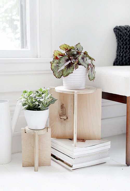 DIY Indoor Plant Wooden Stand Ideas 