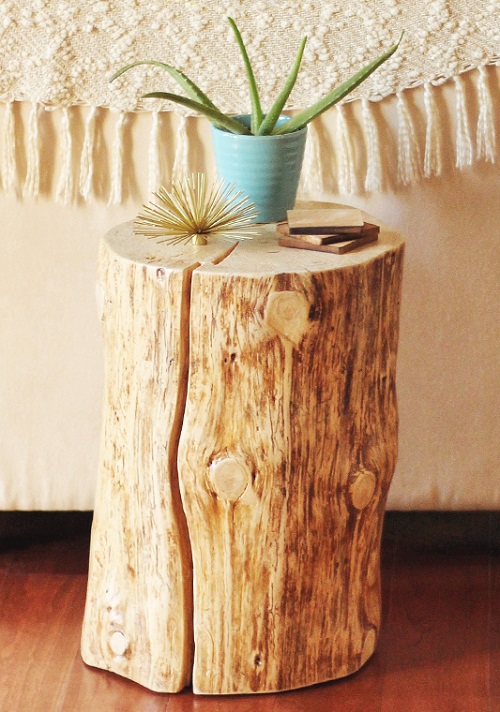 DIY Indoor Plant Stand tree stamp Ideas